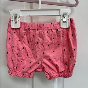 Carter's 18M Pink Baby Shorts with Black Dots and Ruffle Bottom- Watermelon